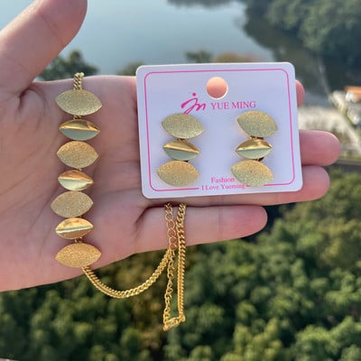 Komplet ogrlica i naušnica za žene Dubai Set nakita u zlatnoj boji Veliki privjesak Upečatljive naušnice za svadbenu zabavu