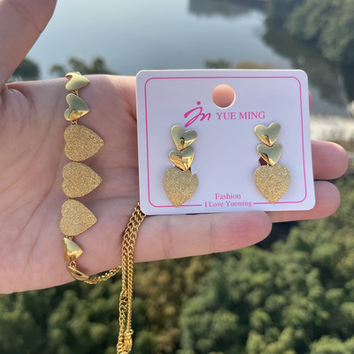 Komplet ogrlica i naušnica za žene Dubai Set nakita u zlatnoj boji Veliki privjesak Upečatljive naušnice za svadbenu zabavu