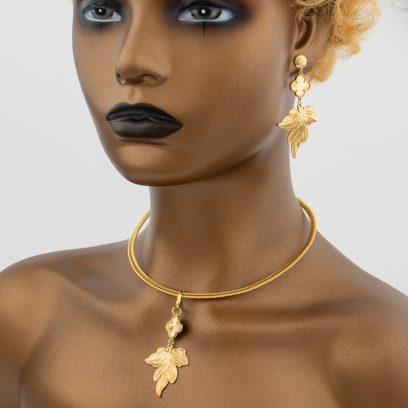 Komplet ogrlica i naušnica za žene Dubai Set nakita u zlatnoj boji Veliki privjesak Upečatljive naušnice za svadbenu zabavu