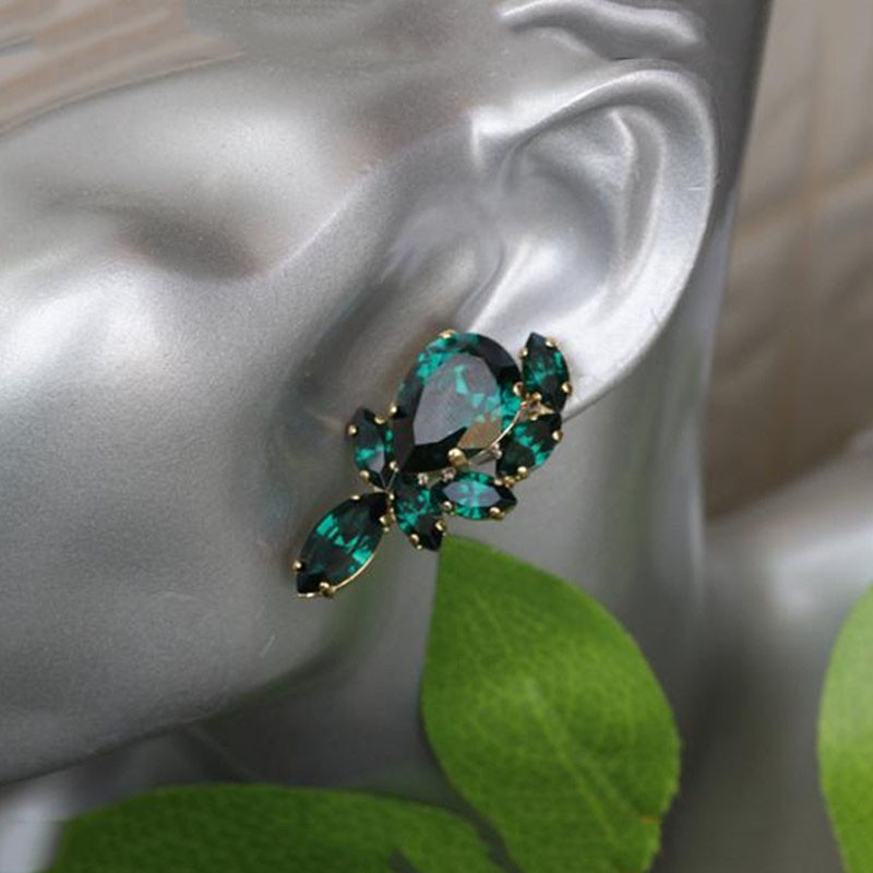 Πράσινα γεωμετρικά σκουλαρίκια κρυστάλλινα κρυστάλλινα σκουλαρίκια σε σχήμα σταγόνας Κρεμαστά σκουλαρίκια αρραβώνων ζιργκόν για γυναικεία κοσμήματα γάμου