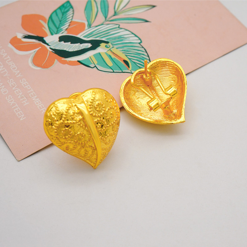 Bijuterii fine Dubai de culoare aurie în formă de inimă colier cercei brățară set de inele bijuterii costum africane pentru femei cadou