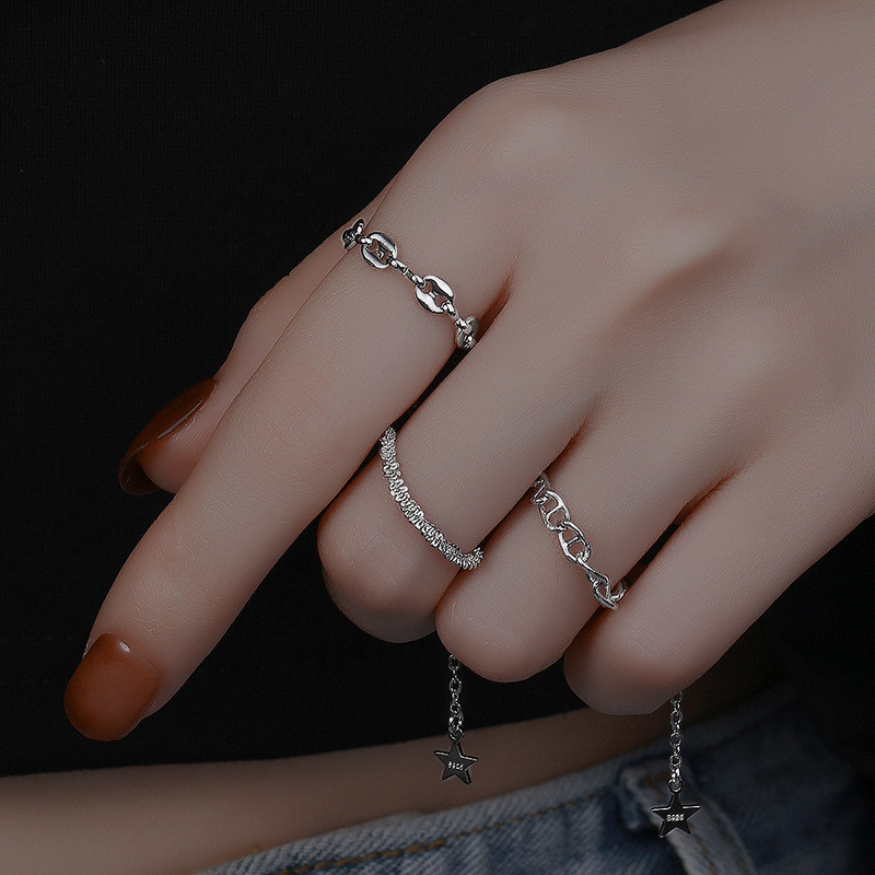 Dvojvrstvové okrúhle korálkové retiazkové dámske prsteňové šperky Originálne glamour dievčenské retiazkové prstene pre ženy Módne doplnky Nové