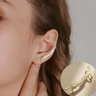 Asimetrična marka luksuznih kubičnih cirkonskih cvjetnih naušnica s nitnama za uho za žene Trendovski modni nakit u boji lista od bijelog zlata