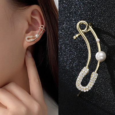 Asimetrična marka luksuznih kubičnih cirkonskih cvjetnih naušnica s nitnama za uho za žene Trendovski modni nakit u boji lista od bijelog zlata