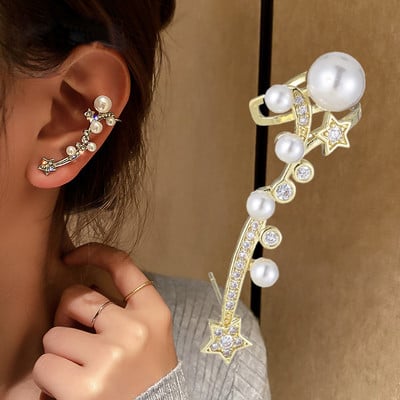 Asimetrična marka luksuznih kubičnih cirkonskih cvjetnih naušnica s nitnama za uho za žene Trendovski modni nakit u boji lista od bijelog zlata