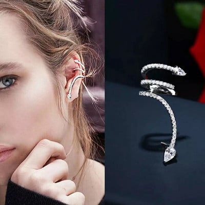 Asimetrična marka luksuznih kubičnih cirkonskih cvjetnih naušnica s nitnama za uho za žene Trendovski modni nakit u boji lista od bijelog zlata