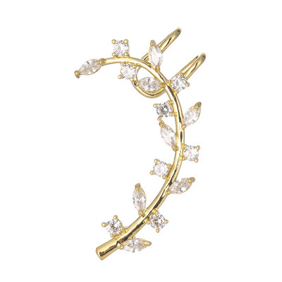 Asimetrična marka luksuznih kubičnih cirkonskih cvjetnih naušnica s nitnama za uho za žene Trendovski modni nakit u boji lista od bijelog zlata