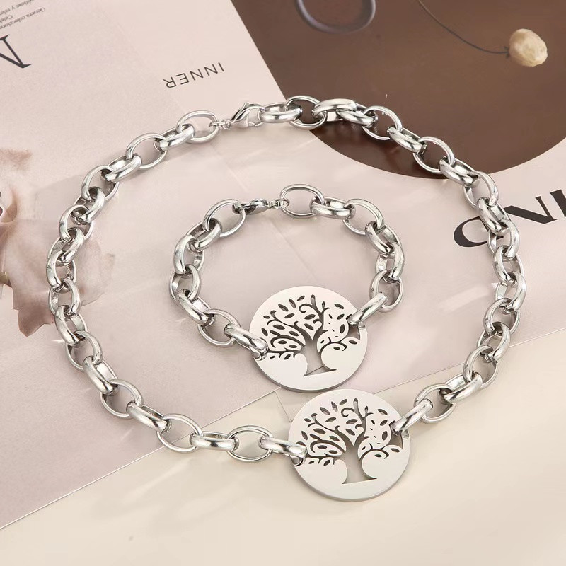 316L lanci od nehrđajućeg čelika Ogrlica Set narukvica Drvo života Privjesak Set ogrlica za žene Nakit Božićno drvce Poklon