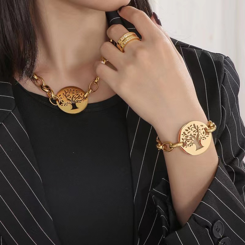 316L lanci od nehrđajućeg čelika Ogrlica Set narukvica Drvo života Privjesak Set ogrlica za žene Nakit Božićno drvce Poklon