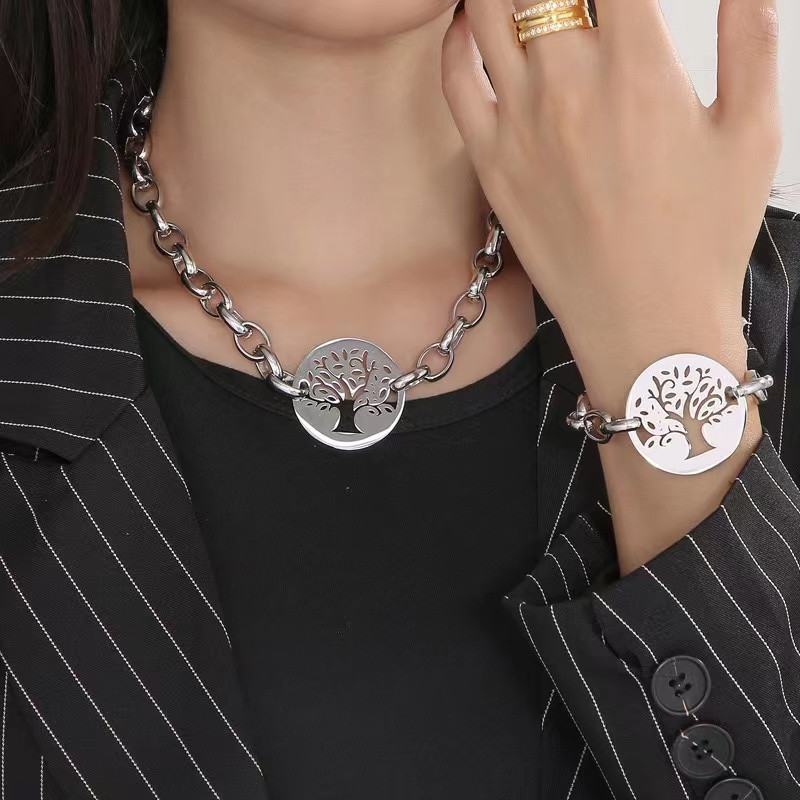 316L lanci od nehrđajućeg čelika Ogrlica Set narukvica Drvo života Privjesak Set ogrlica za žene Nakit Božićno drvce Poklon