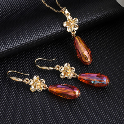 Cring Coco Polynesian Frangipani Комплекти обеци Жена Drop Earring Hawaiian Crystal Flower Jewelry Sets 2022 for Women Dropship