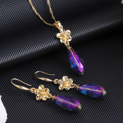 Cring Coco Polynesian Frangipani Комплекти обеци Жена Drop Earring Hawaiian Crystal Flower Jewelry Sets 2022 for Women Dropship