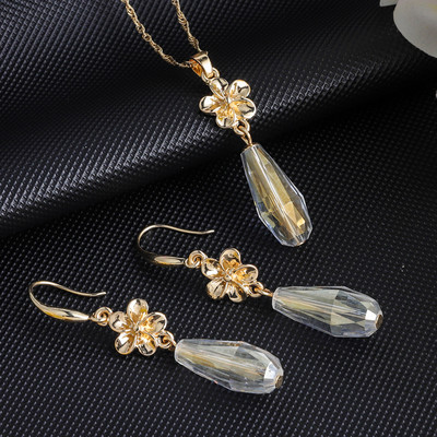 Cring Coco Polynesian Frangipani Комплекти обеци Жена Drop Earring Hawaiian Crystal Flower Jewelry Sets 2022 for Women Dropship