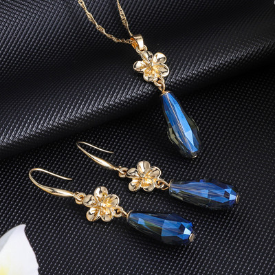 Cring Coco Polynesian Frangipani Комплекти обеци Жена Drop Earring Hawaiian Crystal Flower Jewelry Sets 2022 for Women Dropship