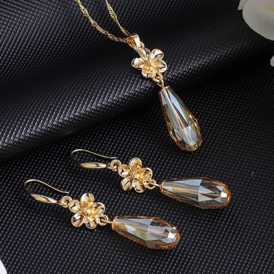 Cring Coco Polynesian Frangipani Комплекти обеци Жена Drop Earring Hawaiian Crystal Flower Jewelry Sets 2022 for Women Dropship