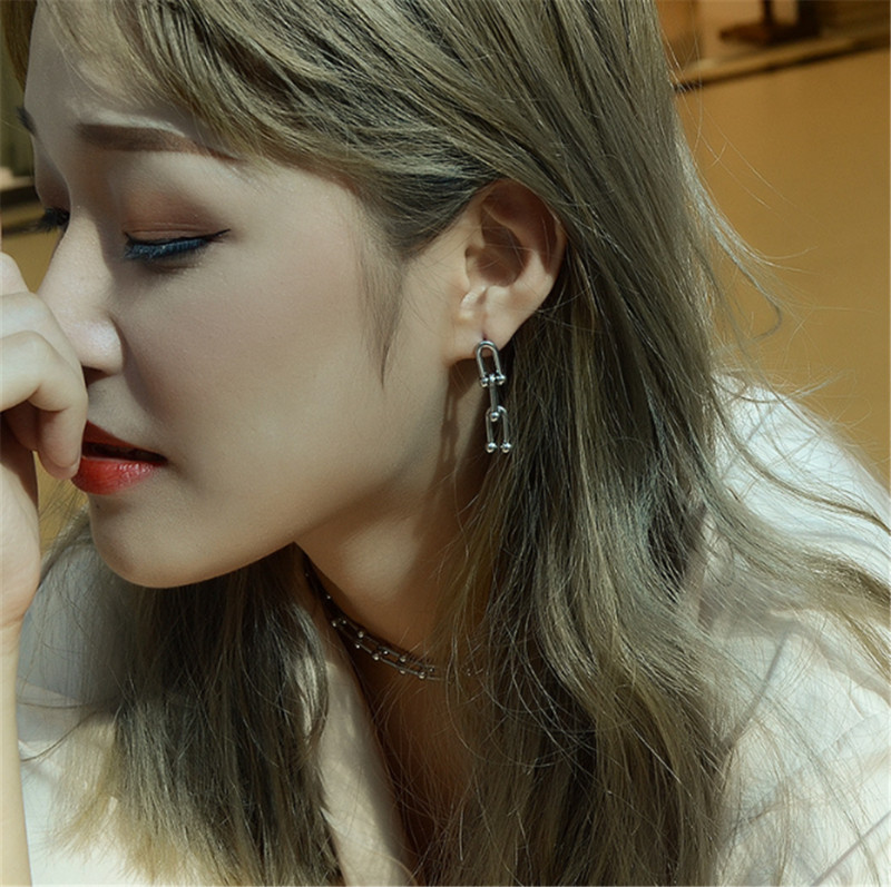 316L modni nehrđajući čelik u obliku slova U prošiveni debeli lanac, ogrlica, narukvica, set naušnica, set vjenčanog nakita