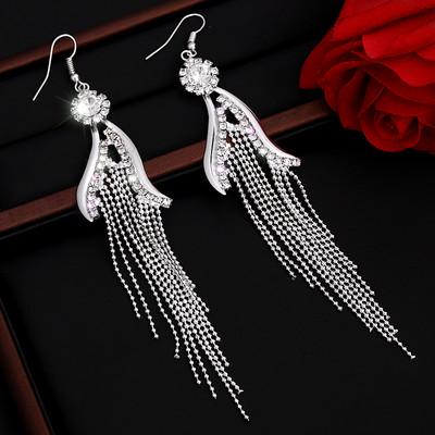 ZOSHI Nove luksuzne duge naušnice s resicama s kristalima za žene Plavo zelene svjetlucave naušnice Nakit za zabave Pokloni