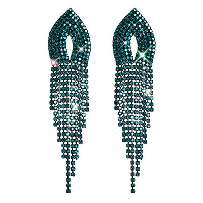 ZOSHI Nove luksuzne duge naušnice s resicama s kristalima za žene Plavo zelene svjetlucave naušnice Nakit za zabave Pokloni