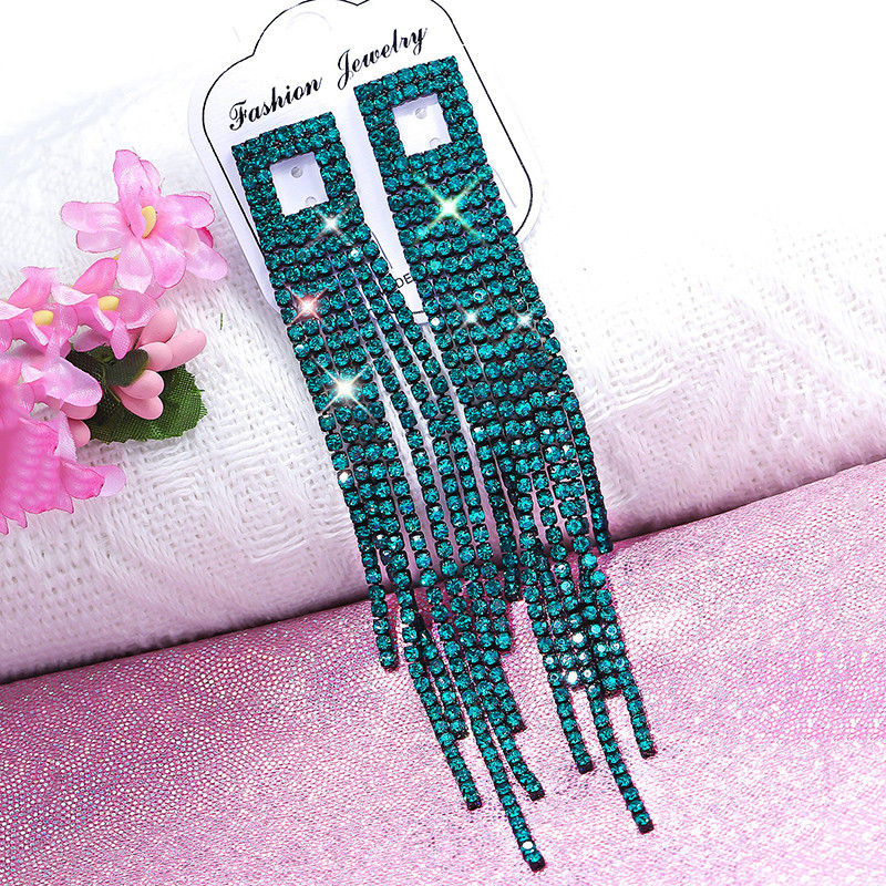 ZOSHI Nove luksuzne duge naušnice s resicama s kristalima za žene Plavo zelene svjetlucave naušnice Nakit za zabave Pokloni