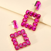 Нови квадратни големи висящи обеци за жени Тенденция за 2022 г. Луксозно качество Блестящ кристален пиърсинг Модни бижута Pendientes за парти