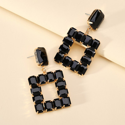 Нови квадратни големи висящи обеци за жени Тенденция за 2022 г. Луксозно качество Блестящ кристален пиърсинг Модни бижута Pendientes за парти