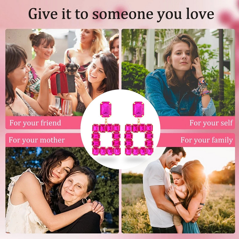 Нови квадратни големи висящи обеци за жени Тенденция за 2022 г. Луксозно качество Блестящ кристален пиърсинг Модни бижута Pendientes за парти