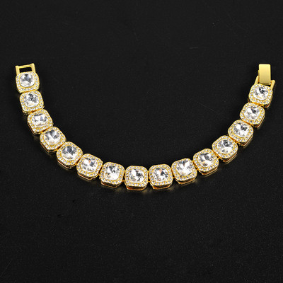 13 мм ширина, един ред Bling Stone Iced Out Колие Гривна Комплект часовници за мъже злато сребро цвят кубинска ръчна верига чокър бижута