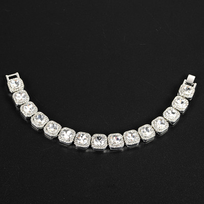 13 мм ширина, един ред Bling Stone Iced Out Колие Гривна Комплект часовници за мъже злато сребро цвят кубинска ръчна верига чокър бижута