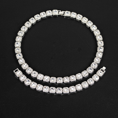 13 мм ширина, един ред Bling Stone Iced Out Колие Гривна Комплект часовници за мъже злато сребро цвят кубинска ръчна верига чокър бижута