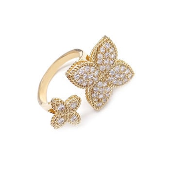 Τετράφυλλα Τριφύλλι Ασημί Χρώμα Πολυτελή Γυναικεία Δαχτυλίδια Ανοιγόμενο Ρυθμιζόμενο Δαχτυλίδι για Γυναικεία Εκλεκτά Διπλά Λουλούδια Τριφύλλι Κοσμήματα