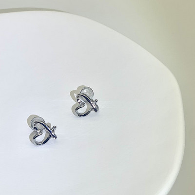 Корейски минималистични обеци с кухи сърца за жени, момичета, силиконова щипка за уши, непробивна обеца, модна обеца за уши, бижута