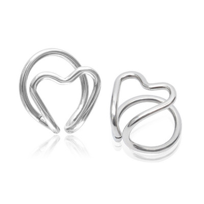 Корейски минималистични обеци с кухи сърца за жени, момичета, силиконова щипка за уши, непробивна обеца, модна обеца за уши, бижута