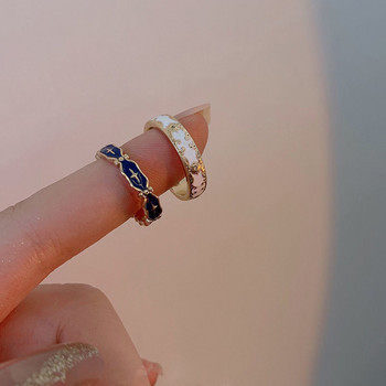 Ανοιχτό δαχτυλίδι σε σμάλτο μόδας για γυναίκες Vintage Drops Oil Ins Στυλ Λεπτό σταυρό κοσμήματα ασορτί Ζευγάρι