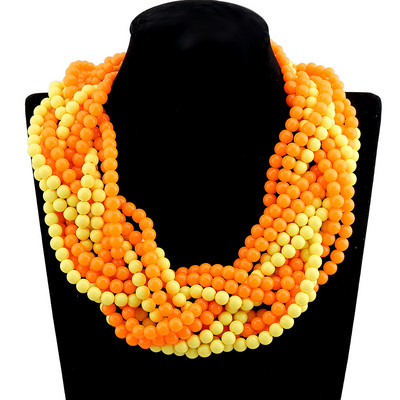 Legújabb eltúlzott, 10 gyöngyös szálú, becsomagolt Statement nyaklánc és karkötő ékszerkészletek női lányos bulira