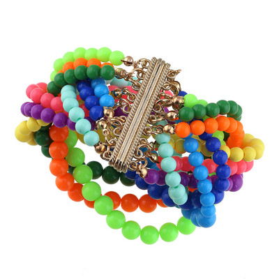 Legújabb eltúlzott, 10 gyöngyös szálú, becsomagolt Statement nyaklánc és karkötő ékszerkészletek női lányos bulira