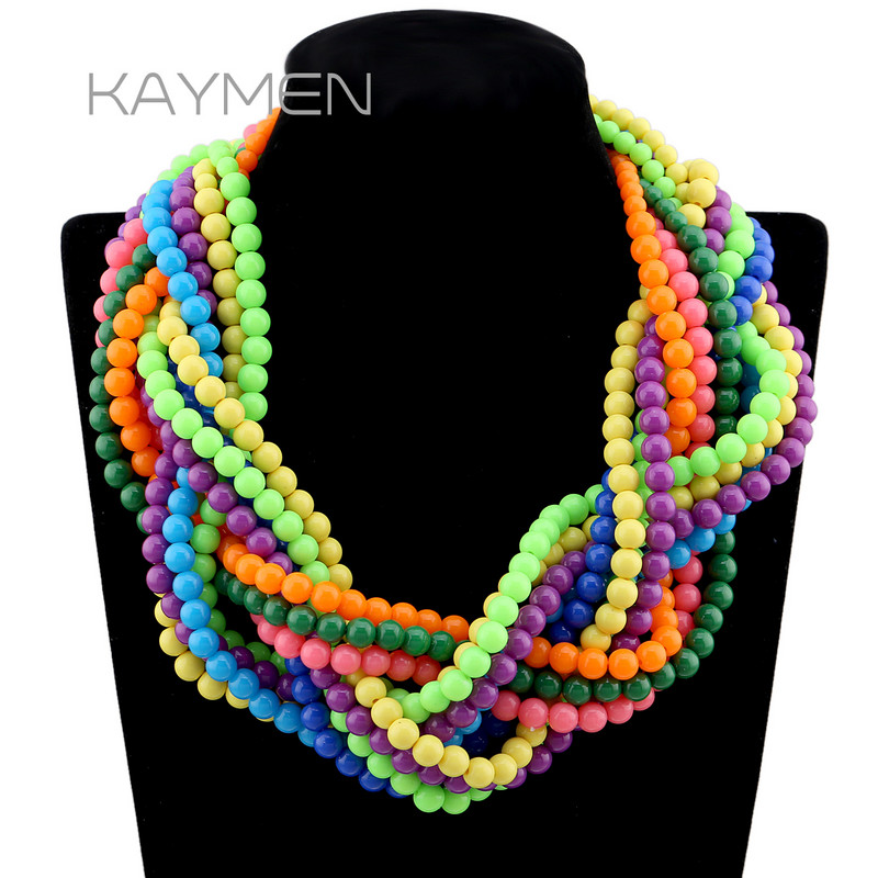 Legújabb eltúlzott, 10 gyöngyös szálú, becsomagolt Statement nyaklánc és karkötő ékszerkészletek női lányos bulira