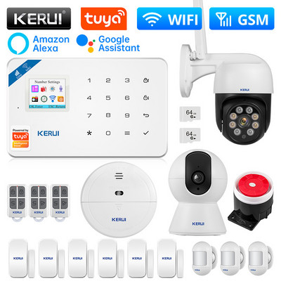 KERUI W181 Tuya Smart WIFI GSM sigurnosni alarmni sustav radi s Alexa kućnim detektorom pokreta IP kamerom senzorom vrata i prozora