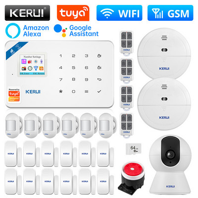 KERUI W181 Tuya Smart WIFI GSM sigurnosni alarmni sustav radi s Alexa kućnim detektorom pokreta IP kamerom senzorom vrata i prozora
