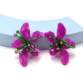 Cercei drăguți coreeani lucrați manual cu flori violete Cercei din rășină acrilică pentru femei Accesorii de bijuterii de nuntă boeme