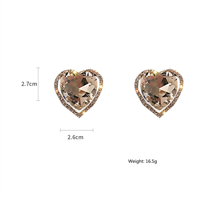 FYUAN cercei cu clemă de cristal cu inimă de dragoste pentru femei Bijoux fără străpungeri geometrici cu strass pentru ureche, bijuterii de referință