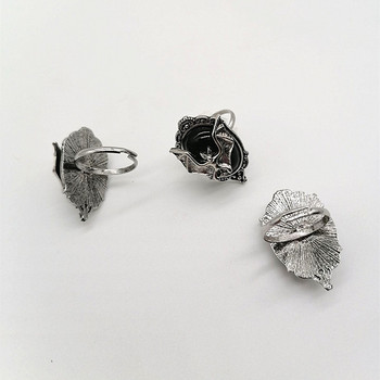Готически вампирски пръстени с прилеп за мъже и жени със сребърно покритие прилеп Камея Хелоуин Вещица Кристален пръстен Съвместен подарък Бижута