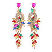 Ztech Geometric nagy, hosszú függő fülbevaló nőknek teljes kristály luxus ékszer esküvői parti Pendientes nyilatkozat bizsu