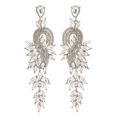 Ztech Geometric nagy, hosszú függő fülbevaló nőknek teljes kristály luxus ékszer esküvői parti Pendientes nyilatkozat bizsu