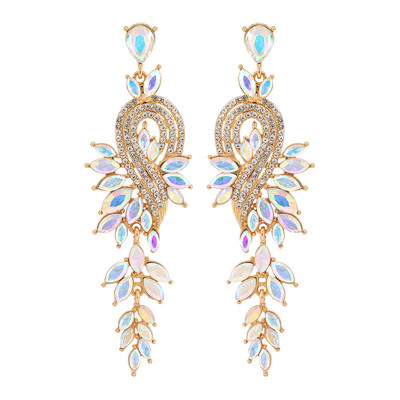 Ztech Geometric nagy, hosszú függő fülbevaló nőknek teljes kristály luxus ékszer esküvői parti Pendientes nyilatkozat bizsu