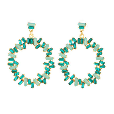 Ztech veliki okrugli kružni privjesak sa šarenim kristalnim naušnicama za žene Nakit Slatki korejski stil bijoux femme Accessoires