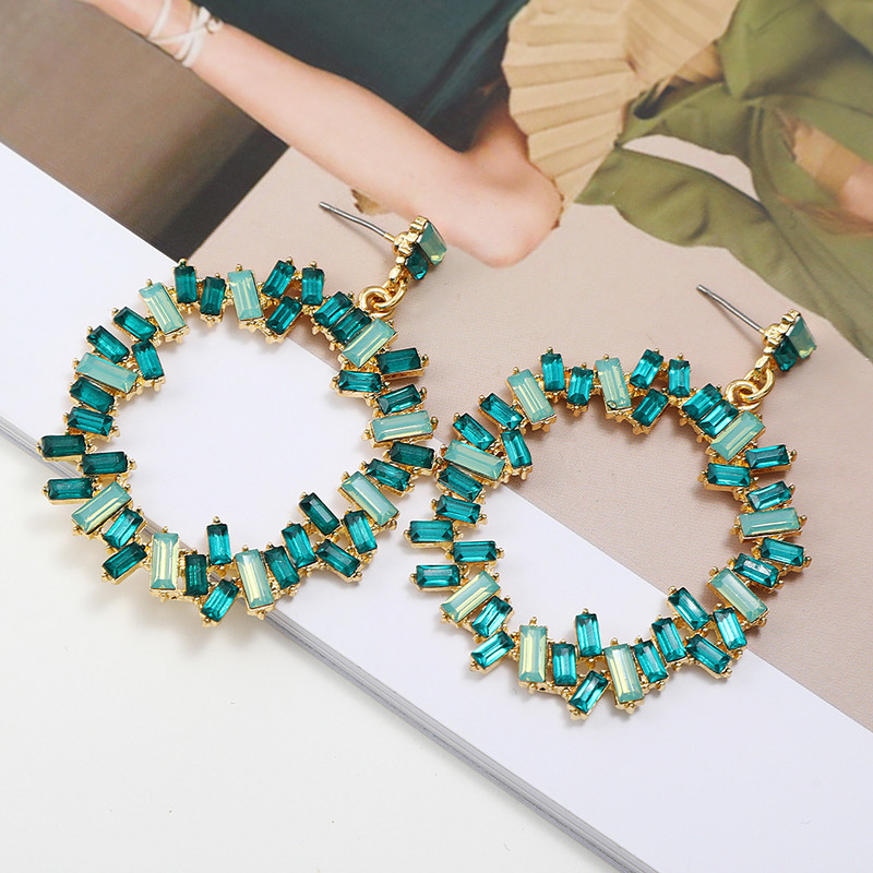 Ztech veliki okrugli kružni privjesak sa šarenim kristalnim naušnicama za žene Nakit Slatki korejski stil bijoux femme Accessoires