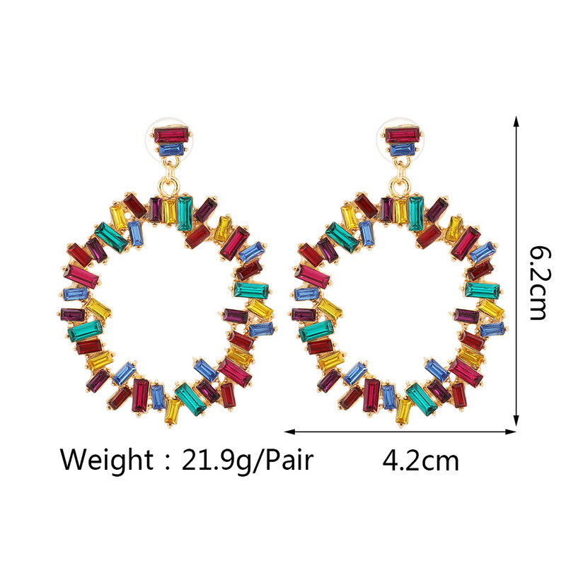 Ztech veliki okrugli kružni privjesak sa šarenim kristalnim naušnicama za žene Nakit Slatki korejski stil bijoux femme Accessoires