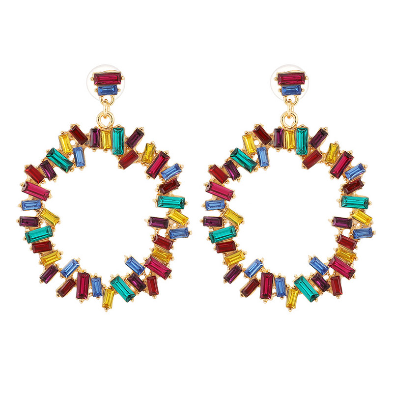 Ztech veliki okrugli kružni privjesak sa šarenim kristalnim naušnicama za žene Nakit Slatki korejski stil bijoux femme Accessoires