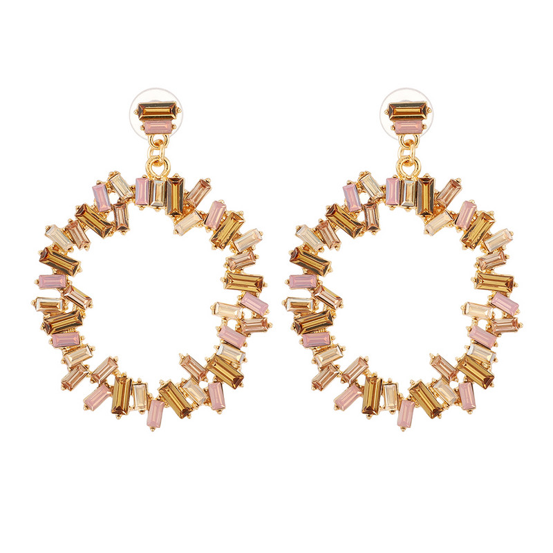 Ztech veliki okrugli kružni privjesak sa šarenim kristalnim naušnicama za žene Nakit Slatki korejski stil bijoux femme Accessoires