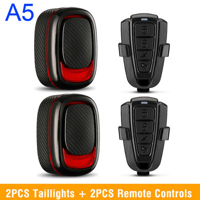 Sectyme Fara din spate pentru bicicletă, fără fir, impermeabilă, cu vibrații, alarmă antifurt, încărcare USB A5pro, lumină automată inteligentă de detectare a frânei pentru bicicletă